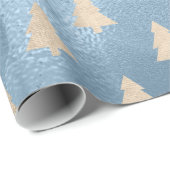 Elegant modern goud- en blauw kerstboompatroon cadeaupapier (Rol Hoek)