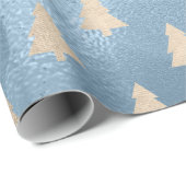 Elegant modern goud- en blauw kerstboompatroon cadeaupapier (Rol Hoek)