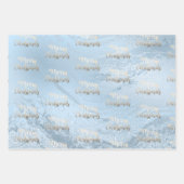 Elegant modern goud- en blauw kerstpatronen inpakpapier vel (Voorkant 3)