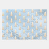 Elegant modern goud- en blauw kerstpatronen inpakpapier vel (Voorkant 2)