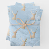 Elegant modern goud- en blauw kerstpatronen inpakpapier vel (In situ)