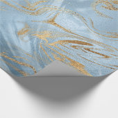 Elegant modern goud en blauw marmer cadeaupapier (Hoek)