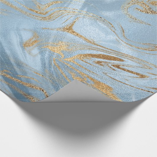 Elegant modern goud en blauw marmer cadeaupapier (Hoek)