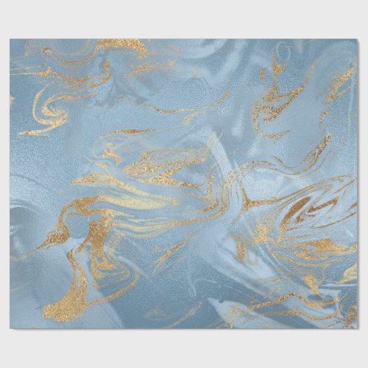Elegant modern goud en blauw marmer cadeaupapier (Vlak)