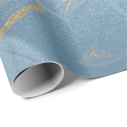 Elegant modern goud en blauw marmer cadeaupapier (Rol Hoek)