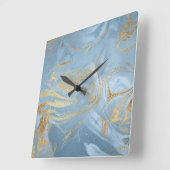 Elegant modern goud en blauw marmer vierkante klok (Hoek)