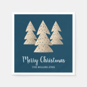 Elegant modern goud en blauwe kerstaven servet (Voorkant)