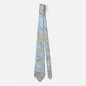 Elegant modern goud en blauwe marmer & glitters stropdas (Voorkant)