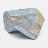 Elegant modern goud en blauwe marmer & glitters stropdas (Opgerold)