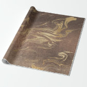 Elegant modern goud en bruine marmer cadeaupapier (Uitgerold)