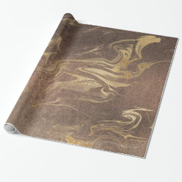 Elegant modern goud en bruine marmer cadeaupapier