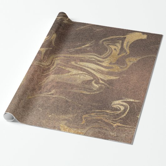 Elegant modern goud en bruine marmer cadeaupapier (Uitgerold)