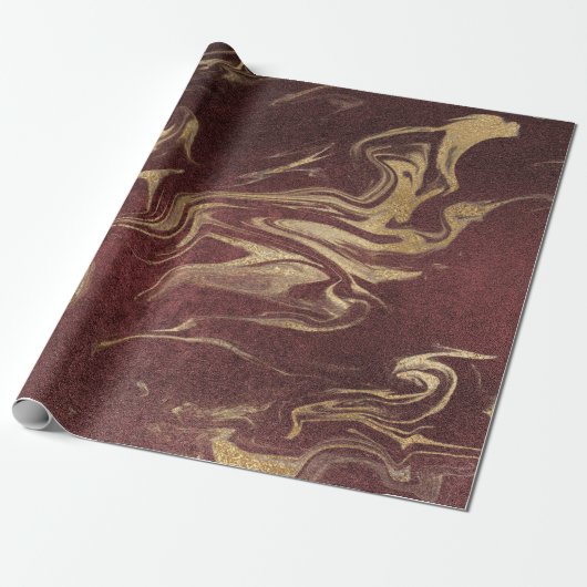 Elegant modern goud en bruine marmer cadeaupapier (Uitgerold)