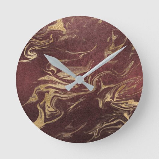 Elegant modern goud en bruine marmer ronde klok (Voorkant)
