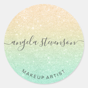 Elegant modern goud en goudgroene glitter make-up ronde sticker