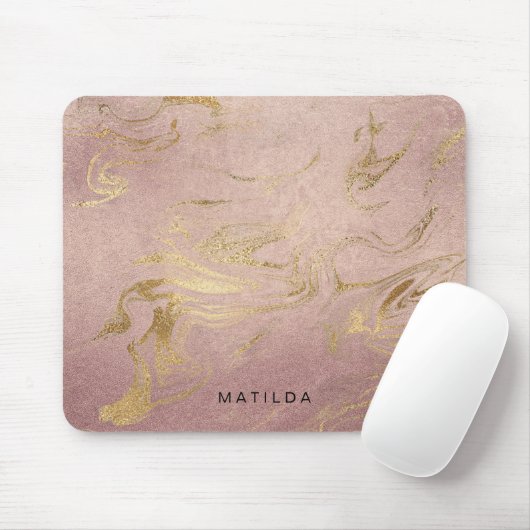 Elegant modern goud en goudmarmer van roos muismat (Met muis)