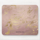 Elegant modern goud en goudmarmer van roos muismat (Voorkant)