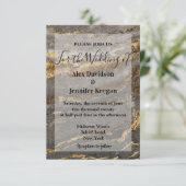 elegant modern goud en grijze marmer bruiloft kaart (Staand voorkant)