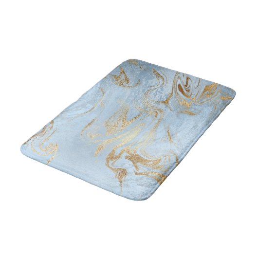 Elegant modern goud en lichtblauw marmer glitter badmat (Gekanteld)