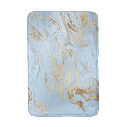 Elegant modern goud en lichtblauw marmer glitter badmat (Voorkant Verticaal)