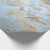 Elegant modern goud en lichtblauw marmer glitter cadeaupapier (Hoek)