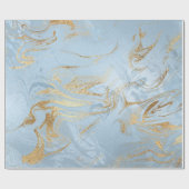 Elegant modern goud en lichtblauw marmer glitter cadeaupapier (Vlak)