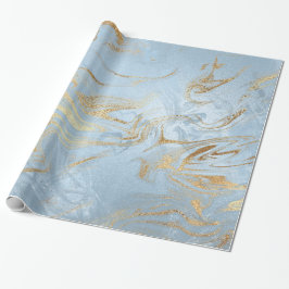 Elegant modern goud en lichtblauw marmer glitter cadeaupapier
