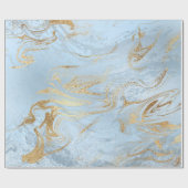 Elegant modern goud en lichtblauw marmer glitter cadeaupapier (Vlak)