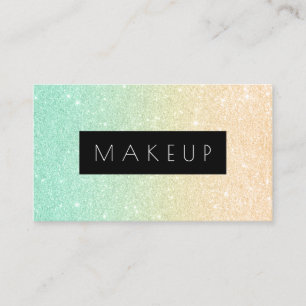 Elegant modern goud- en mint glitter make-up kunst visitekaartje