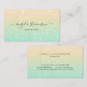 Elegant modern goud- en mint glitter make-up kunst visitekaartje (Voorkant / Achterkant)