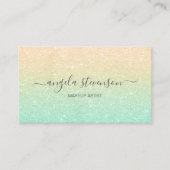 Elegant modern goud- en mint glitter make-up kunst visitekaartje (Voorkant)