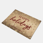 Elegant modern goud en rode Prettige feestdagen Deurmat (Schuin)