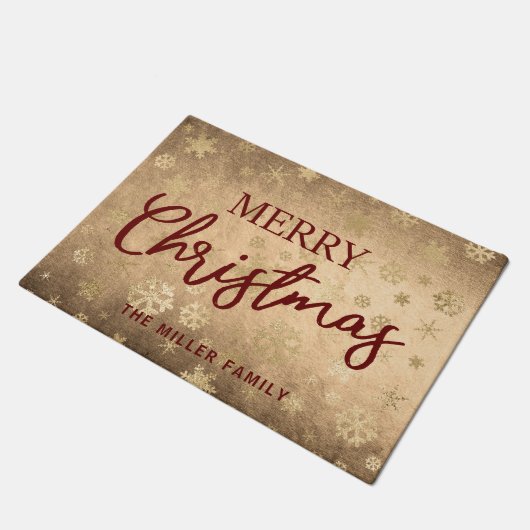 Elegant modern goud en rood kerst deurmat (Schuin)