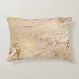Elegant modern goud en roos goudmarmer & glitter accent kussen