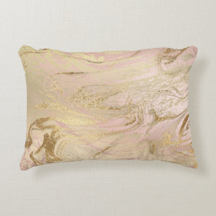 Elegant modern goud en roos goudmarmer & glitter accent kussen