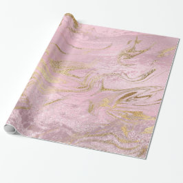 Elegant modern goud en roos goudmarmer & glitter cadeaupapier