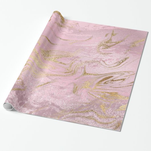 Elegant modern goud en roos goudmarmer & glitter cadeaupapier (Uitgerold)