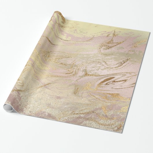 Elegant modern goud en roos goudmarmer & glitter cadeaupapier (Uitgerold)