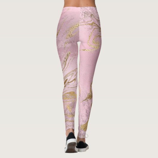 Elegant modern goud en roos goudmarmer & glitter leggings (Achterkant)