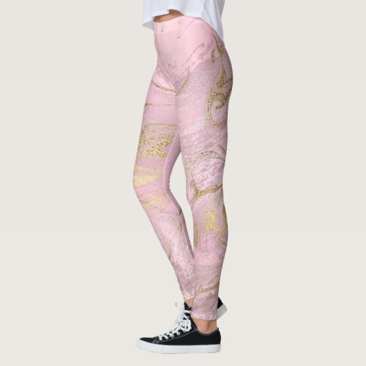 Elegant modern goud en roos goudmarmer & glitter leggings (Links)