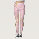 Elegant modern goud en roos goudmarmer & glitter leggings (Voorkant)