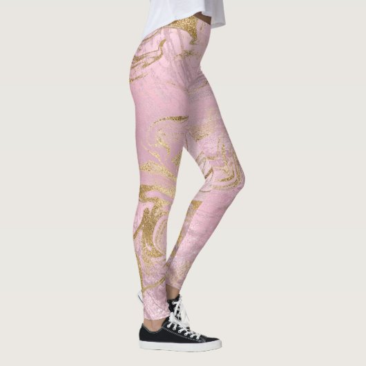 Elegant modern goud en roos goudmarmer & glitter leggings (Rechts)