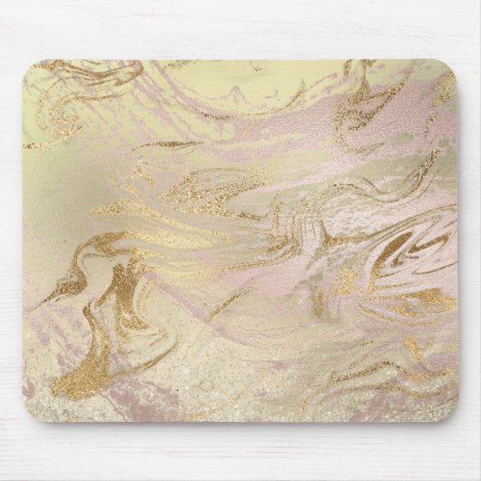 Elegant modern goud en roos goudmarmer & glitter muismat (Voorkant)