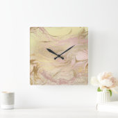 Elegant modern goud en roos goudmarmer & glitter vierkante klok (Huis)