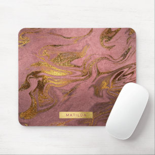 Elegant modern goud en roos goudmarmer muismat