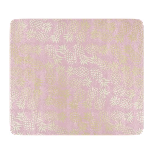 Elegant modern goud- en roze anananaspatroon snijplank (Voorkant)