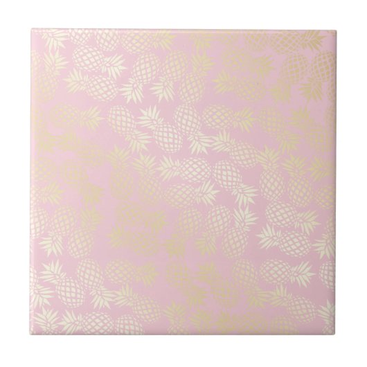Elegant modern goud- en roze anananaspatroon tegeltje (Voorkant)