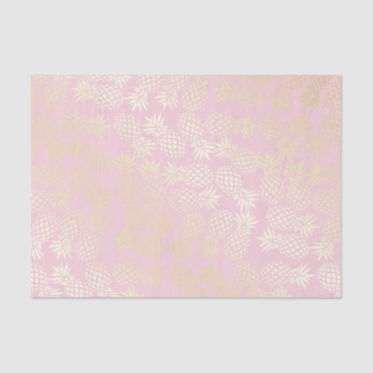 Elegant modern goud- en roze anananaspatroon tissuepapier (Voorkant)