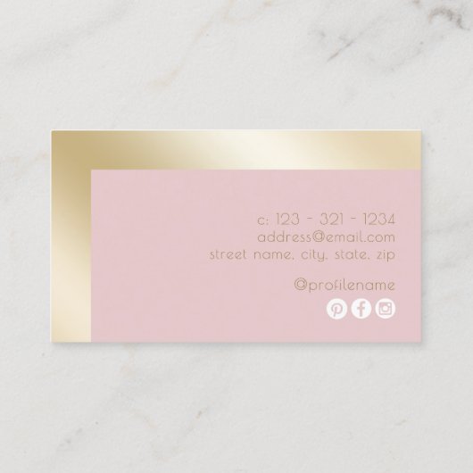 Elegant modern goud- en roze estheticus visitekaartje (Achterkant)