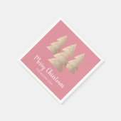 Elegant modern goud en roze kerstboom servet (Hoek)